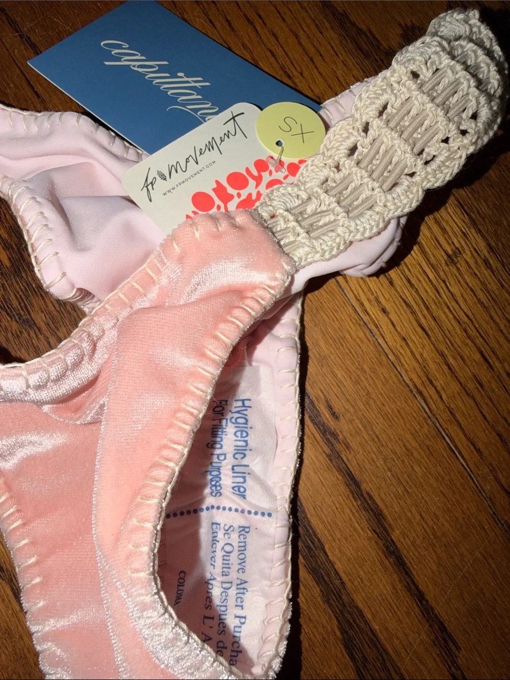 Capittana Baby Pink Ginger Velvet Bikini Top Ruffle Tie-Front Bikini with NWT XS - Picture 9 of 11